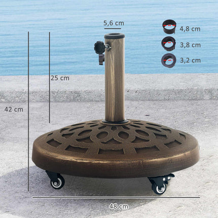 Betonový stojan pro slunečník s kolečky, pro tyče 32-48mm