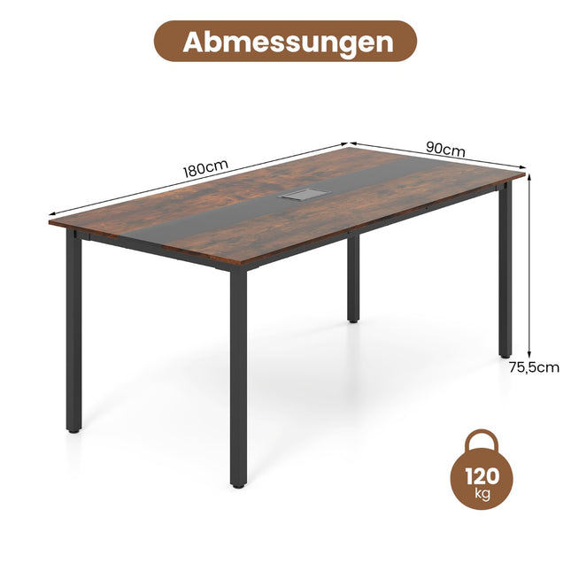 Konferenční stůl 180x90 cm pro 8-10 osob, vedení kabelů
