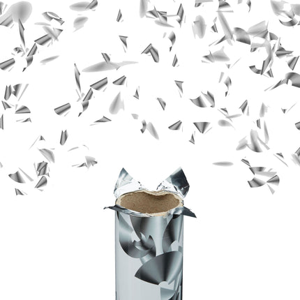Confetti cannon 40 cm silver