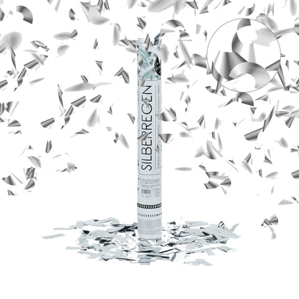 Confetti cannon 40 cm silver
