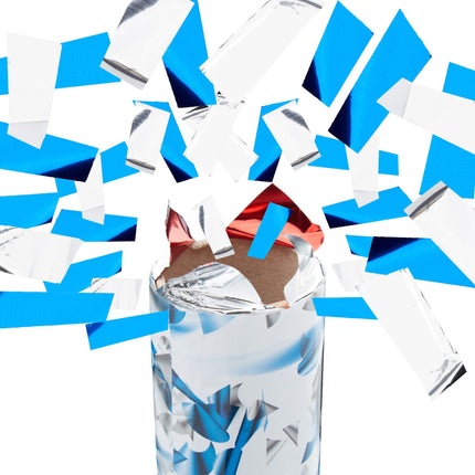 Konfettikanone blau und silber