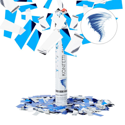 Konfettikanone blau und silber