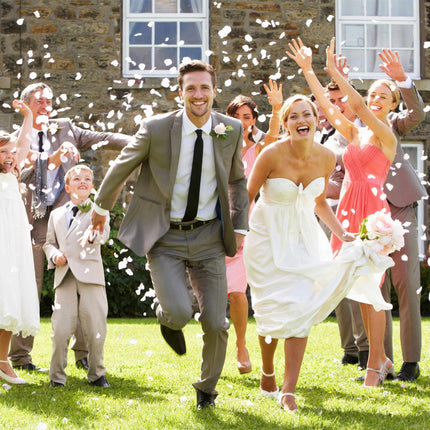 Confetti cannon white rose petals