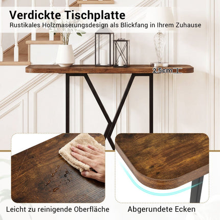 Konsolentisch 100 cm, Rustikales Braun, Metallgestell