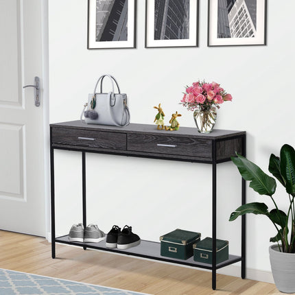 Stahl-Konsolentisch mit Schubladen und Ablage, 120 x 30 x 81,5 cm