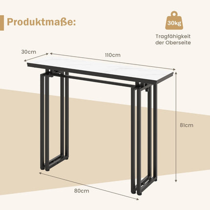 Console Table, Faux Marble Top, Metal Frame, 110 cm