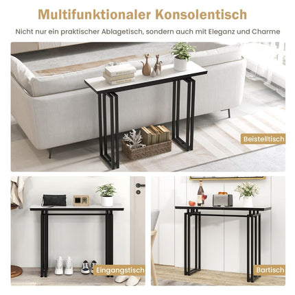 Console Table, Faux Marble Top, Metal Frame, 110 cm