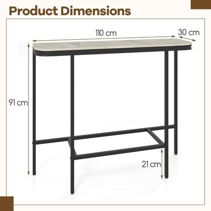 Konsolentisch – Platte in Marmoroptik, Metallgestell, 110x30cm