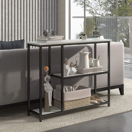 White console table in steel - 2 levels, anti-tip - 100x30x80 cm