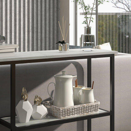 White console table in steel - 2 levels, anti-tip - 100x30x80 cm