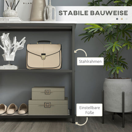 White console table in steel - 2 levels, anti-tip - 100x30x80 cm