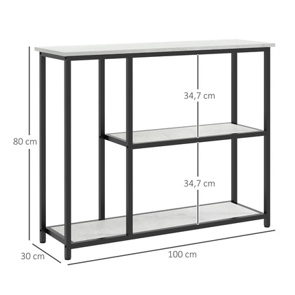 White console table in steel - 2 levels, anti-tip - 100x30x80 cm