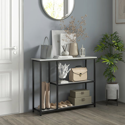 White console table in steel - 2 levels, anti-tip - 100x30x80 cm