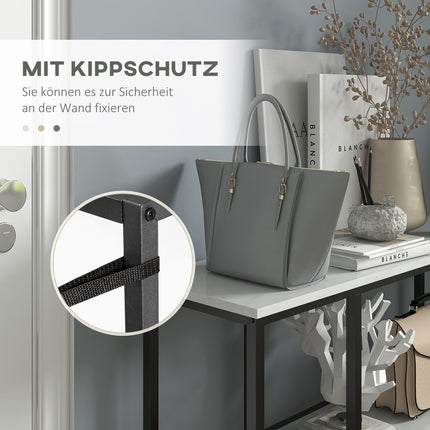 White console table in steel - 2 levels, anti-tip - 100x30x80 cm