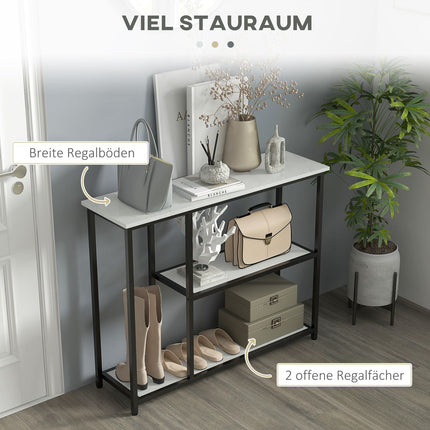 White console table in steel - 2 levels, anti-tip - 100x30x80 cm