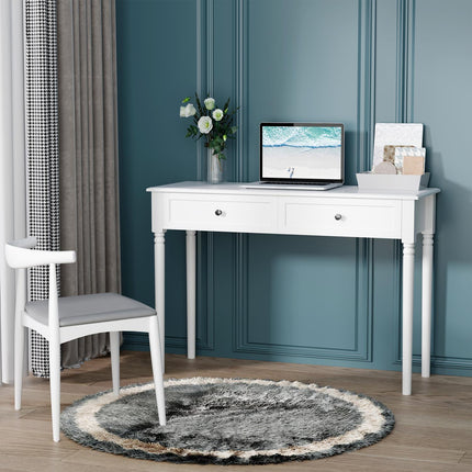Modern pine console table with drawers, white