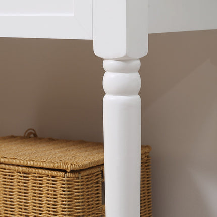 Modern pine console table with drawers, white