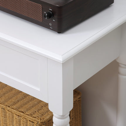 Modern pine console table with drawers, white