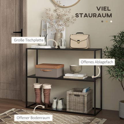 Stahlkonsole, 2-etagiges Design, 90x30x75 cm