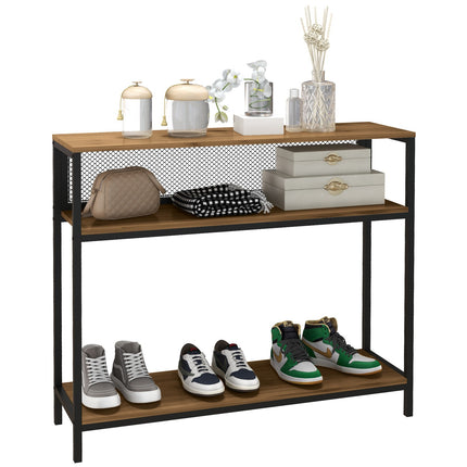 Metal console table with 2 shelves and tip protection