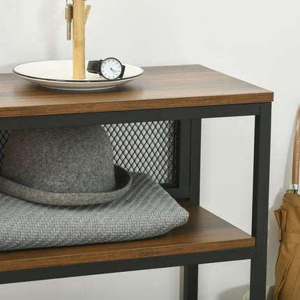 Metal console table with 2 shelves and tip protection