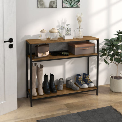 Metal console table with 2 shelves and tip protection