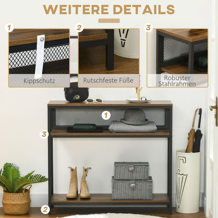Metal console table with 2 shelves and tip protection