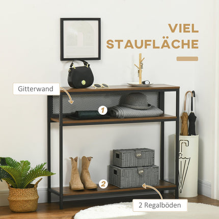 Metal console table with 2 shelves and tip protection