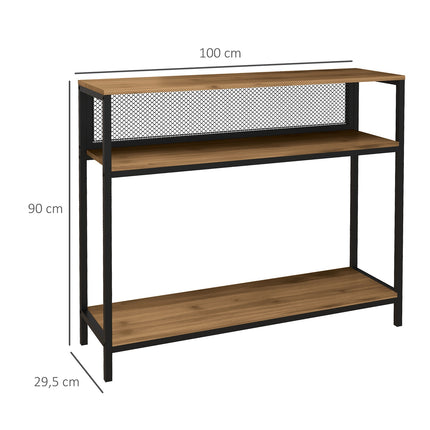 Metal console table with 2 shelves and tip protection