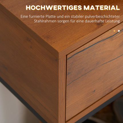Industrieller Konsolentisch mit Schublade – Stahl & Natur, 80x30x76 cm