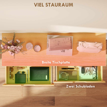 Konsolentisch mit 2 Schubladen, Metallrahmen, 110x35x76,5 cm