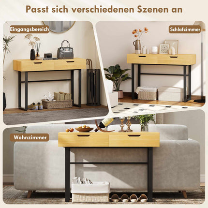 Konsolentisch mit 2 Schubladen, Metallrahmen, 110x35x76,5 cm