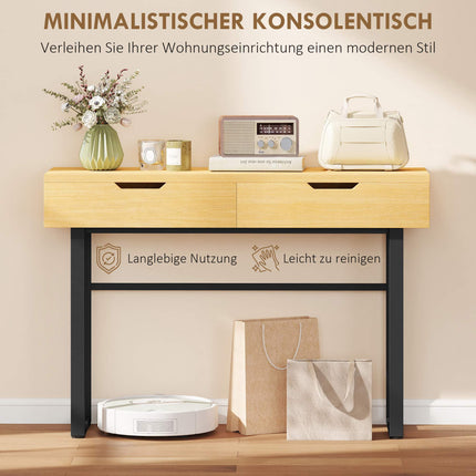 Konsolentisch mit 2 Schubladen, Metallrahmen, 110x35x76,5 cm