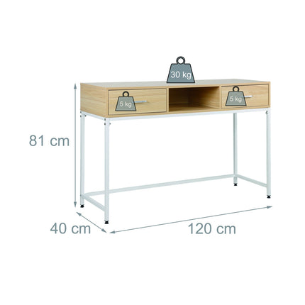 Konsolentisch mit 2 Schubladen und Ablage – Skandinavischer Stil