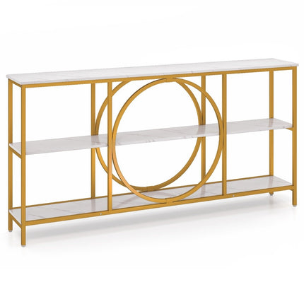 Console Table with 3 Tiers, Metal Frame, White