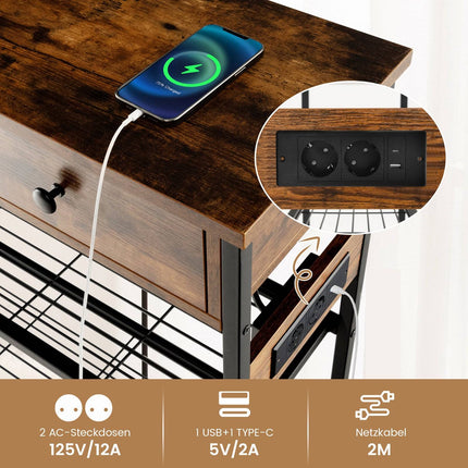 Console Table with Charging Station, 2 Drawers & USB Ports