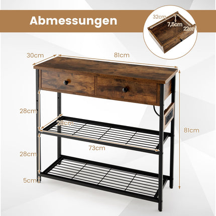 Console Table with Charging Station, 2 Drawers & USB Ports