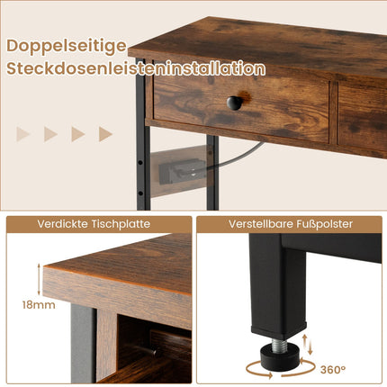 Console Table with Charging Station, 2 Drawers & USB Ports