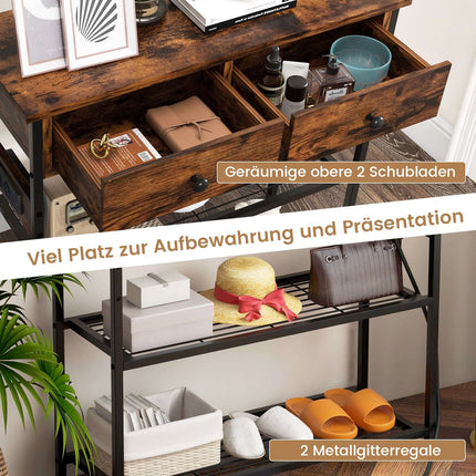 Console Table with Charging Station, 2 Drawers & USB Ports