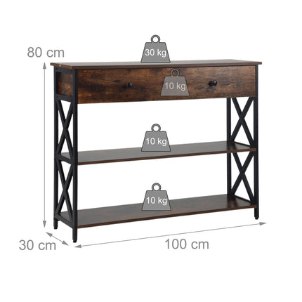 Konsolentisch mit Schublade – Industrial Style, Holz & Metall