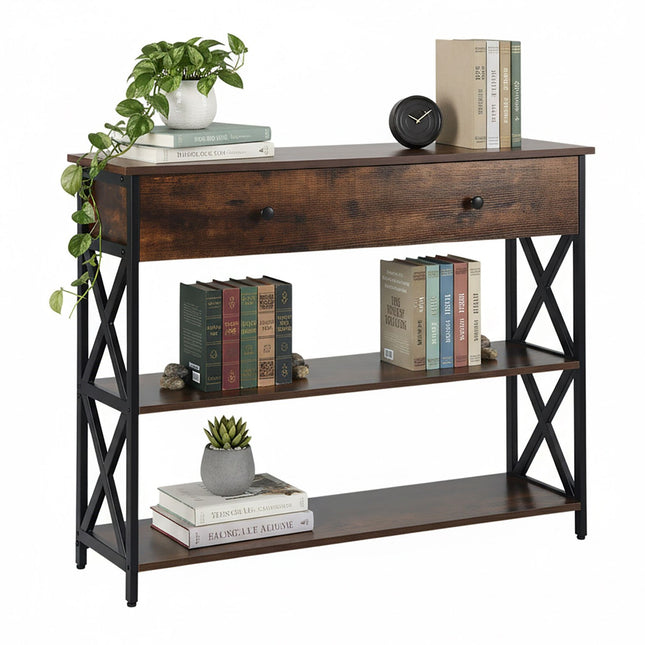 Konsolentisch mit Schublade – Industrial Style, Holz & Metall