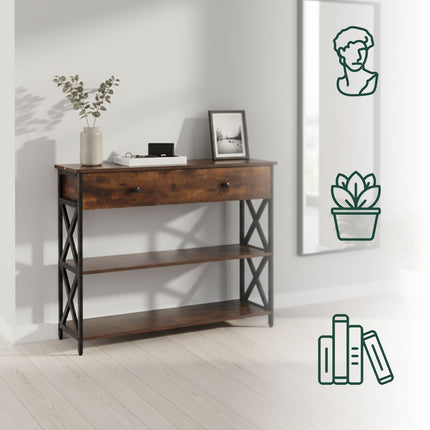 Konsolentisch mit Schublade – Industrial Style, Holz & Metall