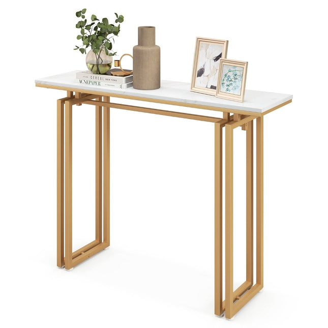 Konsolentisch mit Kunstmarmorplatte, 110cm – Weiß/Gold