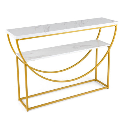 Console Table with Faux Marble Top, 2-Tier, 120x30x80.5 cm