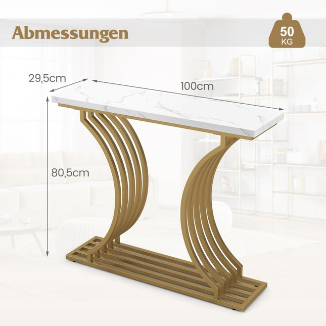 Konsolentisch mit Kunstmarmorplatte und Metallbeinen