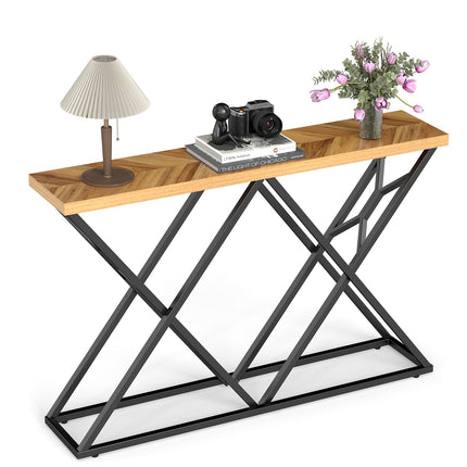 Konsolentisch mit geometrischem Metallgestell, 140 cm