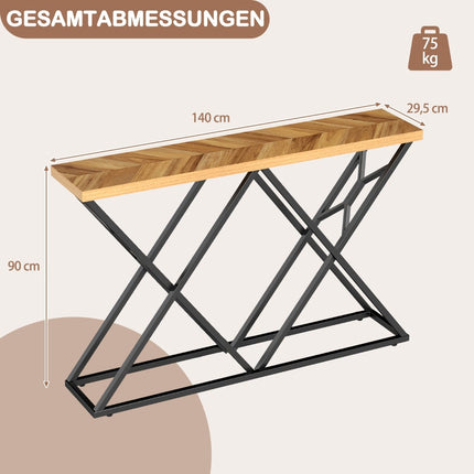 Konsolentisch mit geometrischem Metallgestell, 140 cm