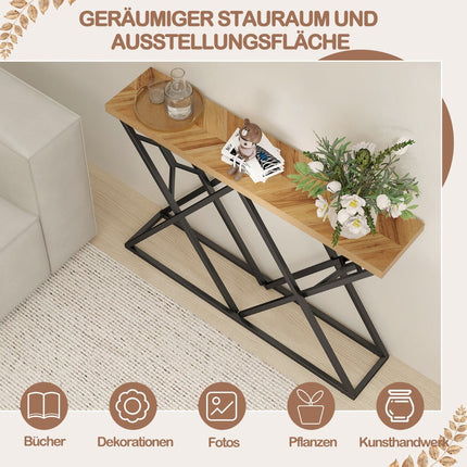 Konsolentisch mit geometrischem Metallgestell, 140 cm