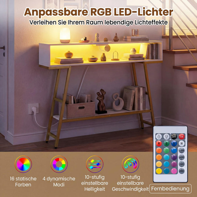 Konsolentisch mit LED-Beleuchtung und Ladestation
