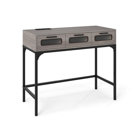 Console Table with LED Lights, Charging Station, Drawers